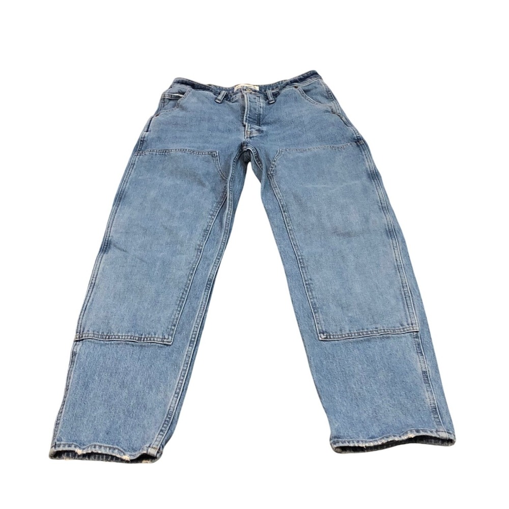 Abercrombie & Fitch The Dad High Rise Jeans Womens 30/10S Blue Double Knee Curve